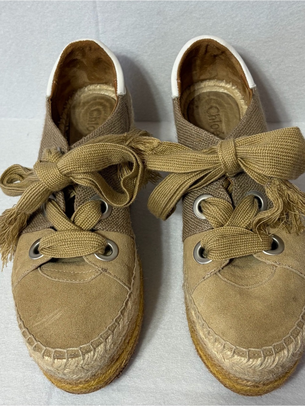 Chloe Espadrille Platform Sneakers Suede Sz 38